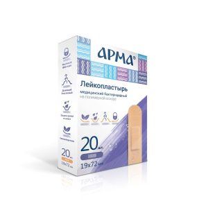 Лейкопластырь бактериц. АРМА 19х72мм полимерный телесный №20