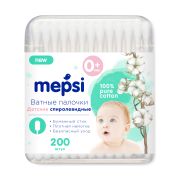Палочки ватные детские MEPSI, спиралевидная намотка , 200 шт.