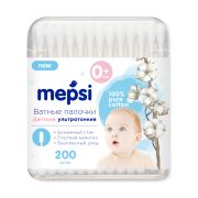 Палочки ватные детские MEPSI, ультратонкие, 200 шт.