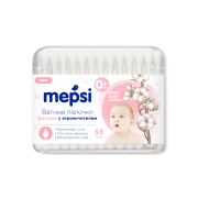 Палочки ватные детские MEPSI, с ограничителем, 55 шт.