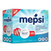 Таблетки для посудомоечных машин MEPSI,  бесфосфатные, 60 шт., 0+