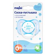 Соска-пустышка MEPSI, классическая, mini, «Little star»,латекс, голубая, 0+