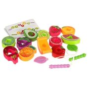 Шнуровка из фруктов - набор (2 шнурка-гусеничка, 6 карточек, 12 фруктов)