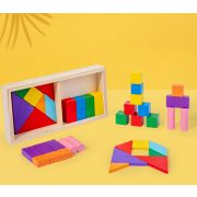 Логическая игра, кубики цветные, дерево, 3+