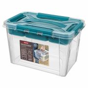ЯЩИК УНИВЕРСАЛЬНЫЙ С ЗАМКАМИ И ВСТАВКОЙ- ОРГАНАЙЗЕРОМ «GRAND BOX», 290х190х180ММ, 6,65Л (Голубой)