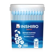 Ватные палочки INSHIRO 150 шт.(голубые, круглый стакан)