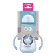 Поильник-непроливайка, с трубочкой, с ручк. и грузиком, Голубой, от 6 мес, 180 мл, PP, сил.