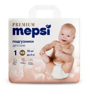 Подгузники детские MEPSI Premium, NB (0 - 6кг), 26 шт