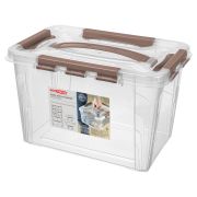 ЯЩИК ДЛЯ ХРАНЕНИЯ УНИВЕРСАЛЬНЫЙ С ЗАМКАМИ И РУЧКОЙ «GRAND BOX», 290х190х180ММ, 6,65Л (Коричневый)