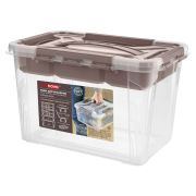 ЯЩИК УНИВЕРСАЛЬНЫЙ С ЗАМКАМИ И ВСТАВКОЙ- ОРГАНАЙЗЕРОМ «GRAND BOX», 290х190х180ММ, 6,65Л (Коричневый)