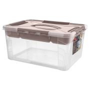 ЯЩИК УНИВЕРСАЛЬНЫЙ С ЗАМКАМИ И ВСТАВКОЙ- ОРГАНАЙЗЕРОМ «GRAND BOX», 390х290х180ММ, 15,3Л (Коричневый)