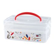 КОРОБКА УНИВЕРСАЛЬНАЯ С РУЧКОЙ И ДЕКОРОМ «MULTI BOX» 2 СЕКЦИИ, 245Х160Х105 ММ, (1Л+2Л) (Бесцветный)