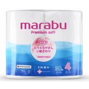 Бумага туалетная MARABU, 3-х слойная, 4 рул. по 30 м, пресс-линия, плотность 14 г, размер листа 101х121 мм