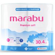 Бумага туалетная MARABU, 3-х слойная, 4 рул. по 30 м, тиснение по всему листу, плотность 14 г, размер листа 101х131 мм