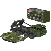 Нордпласт Военный тягач «Щит» с танком (камуфляж) в инд.коробке